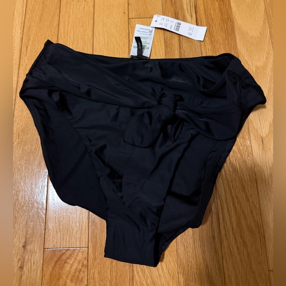 Black Tie-Knot High-Waisted Bikini Bottom - Picture 1 of 1
